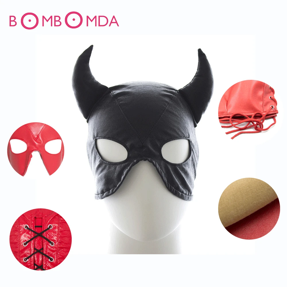 БДСМ бондаж эротическая маска кожа взрослых секс магазин игрушки регулируемые