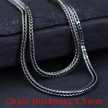 Thickness 1.5mm 45/50/55/60/65/70/75 см модные 925 пробы Серебряные ювелирные изделия цепочка плетения «лисий хвост» для мужчин и женщин Цепочки и ожерелья Длинная цепочка с кулоном - Цвет: Thickness 1.5mm