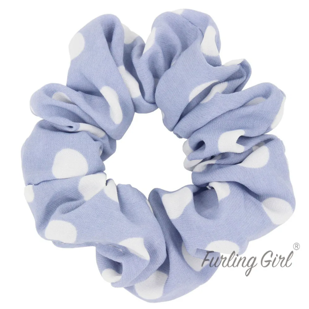 Тканевые резинки для волос Furling Girl 1 шт. белые в крупный горошек хвостиков