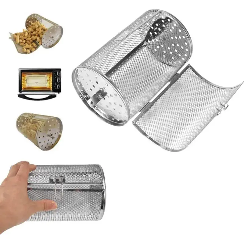 

Stainless Steel Rotisserie Oven Basket for Roasting Baking Nuts Coffee Beans Peanut BBQ Grill Roaster Oven Parts Baking-Small