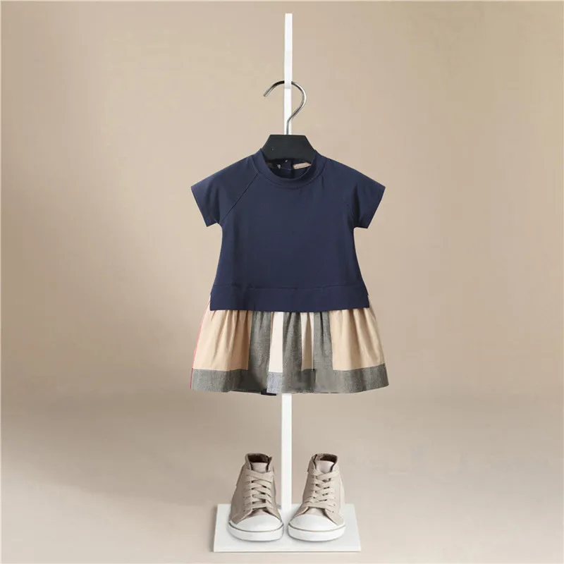 Модная одежда для девочек Платье принцессы в клетку на бретельках весенний наряд