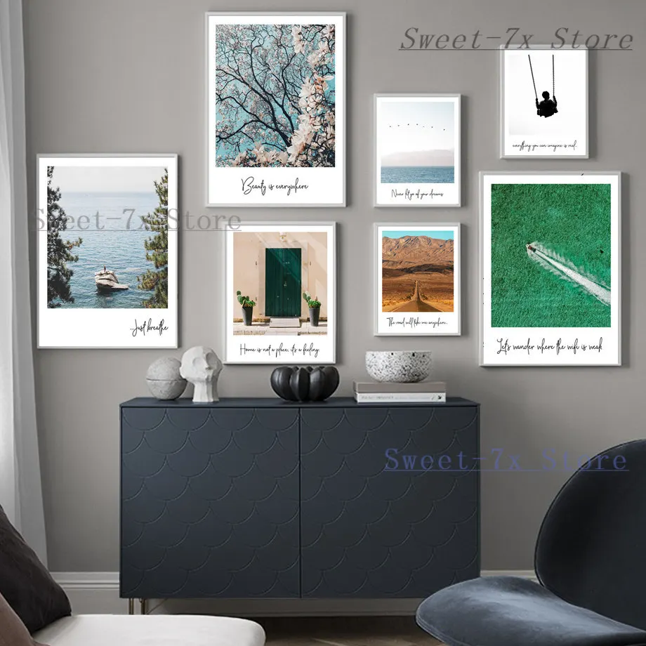 

Blue Sea Minimalist Landscape Canvas Painting Art Nordic Posters and Prints Wall Pictures for Living Room Decoration Frameless