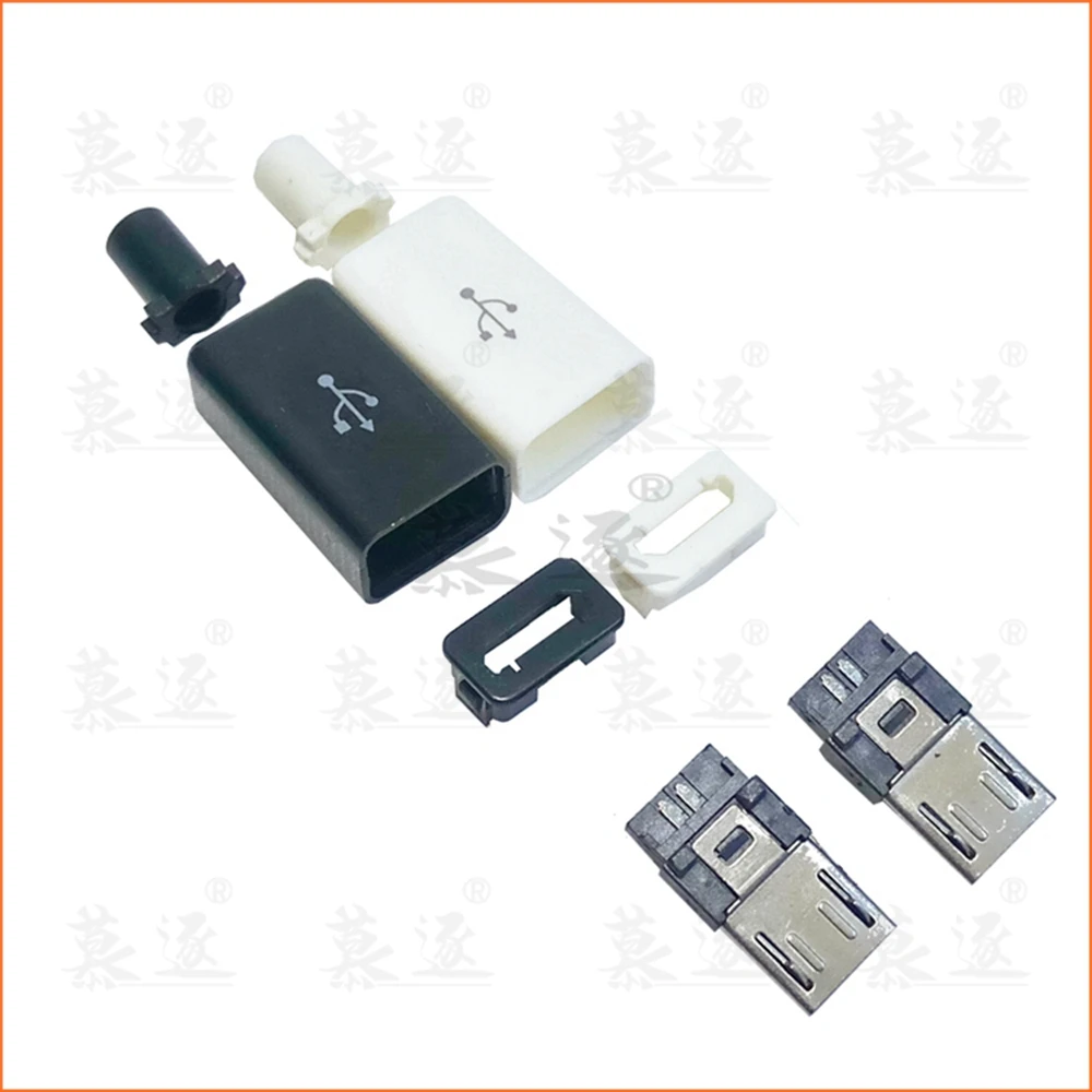 

10PCS/LOT YT2153 Micro USB 5Pin Male connector plug Black/White welding Data OTG line interface DIY data cable accessories