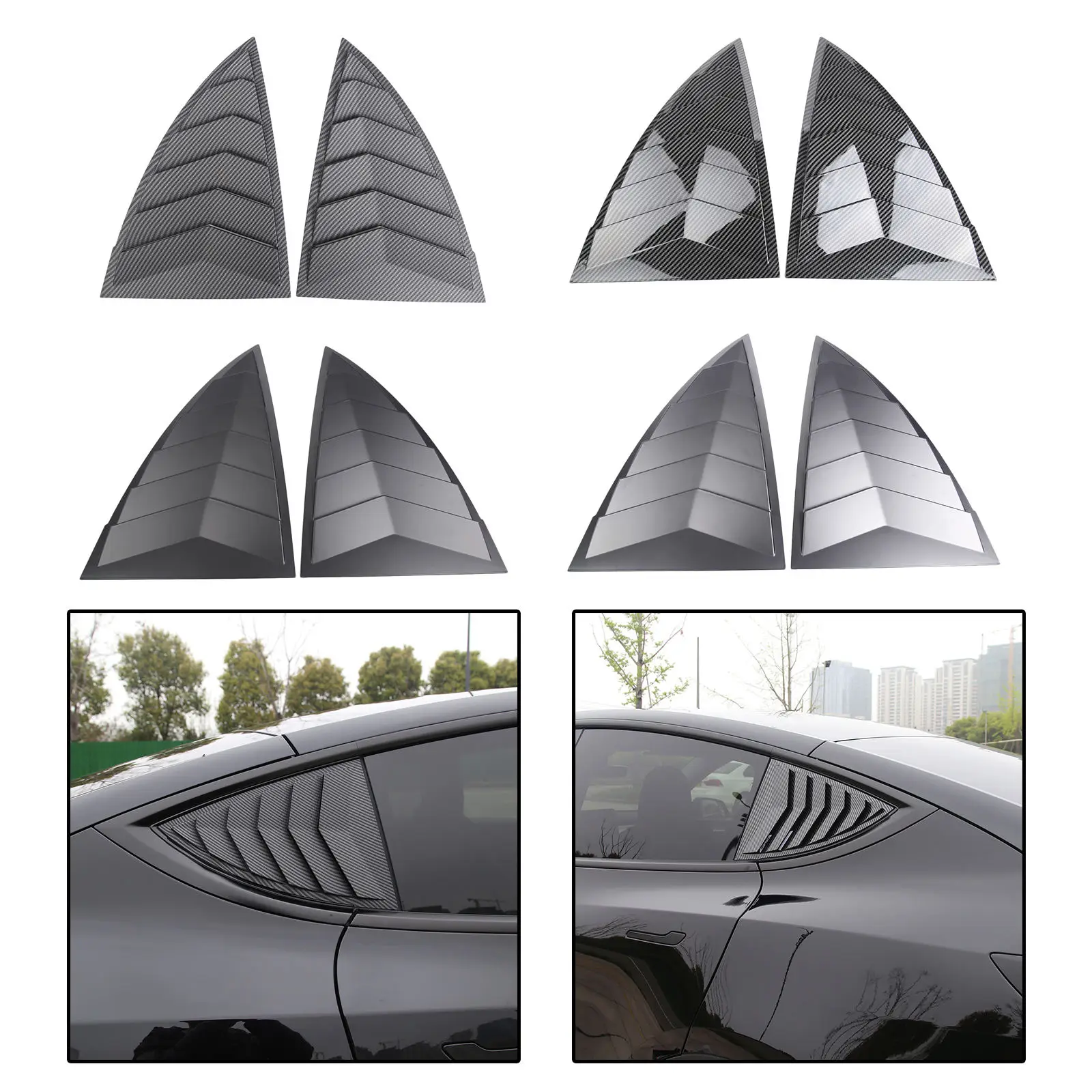 

2x Rear Window Triangle Sticker Frame Trim Cover Fit for Tesla Model Y Modified Accessorie