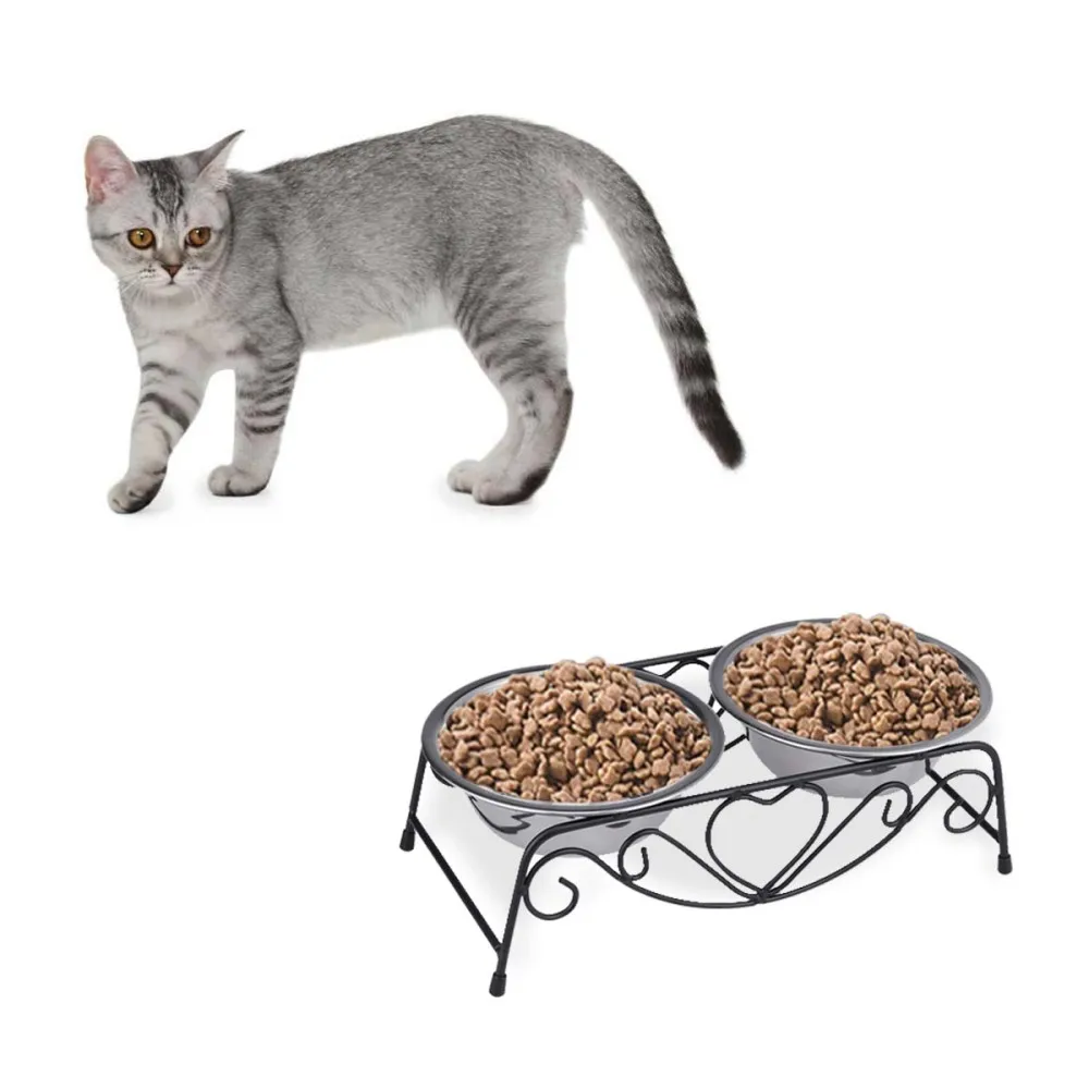 

Dual Stainless Steel Dog Bowl Pet Water Food Feeder Bowl Dog Food Bowl Pet Bowl Size Small