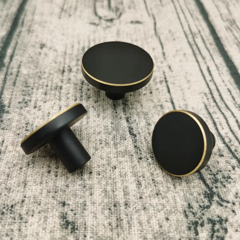 Современный латунный круглый Кухня шкаф ручки шкафа черный для ящиков мебельные