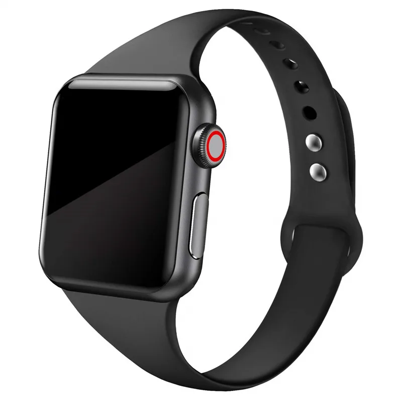 

Ремешок силиконовый для Apple watch Series 7 6 5 4 se, тонкий спортивный браслет для iwatch, 44 мм 40 мм 41 мм 45 мм