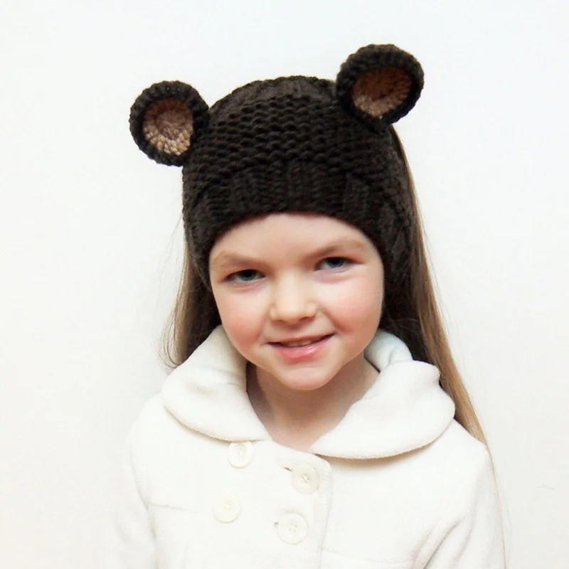 New Baby Girls Beanie Hat Winter Hats Ears Warmer Crochet Headband Cartoon Animal Handmade Knitted Turban Hair Accessories | Детская