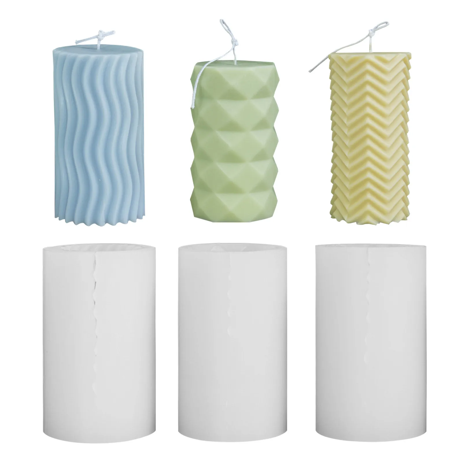 

Silicone Candle Mold Geometric Modern Cylindrical Mould Horizontal Vertical Stripes Candle Mold Simple Style Aromatherapy Mold