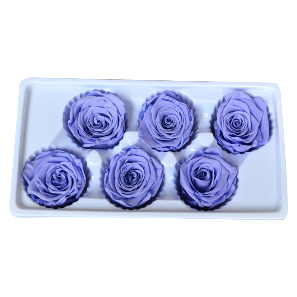 6PCs/Box Preserved Fresh Rose Flower Heads Class B 5-6CM Roses Dried Handmade DIY Eternal Arrangement |