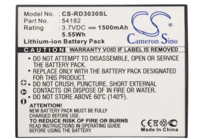

cameron sino 1500mah battery for RCA Lyra X3000 Lyra X3030 54182 MP3, MP4, PMP Battery