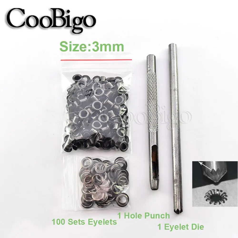 100 набор черных никелевых люверсов и инструментов для кожевенного ремесла одежда