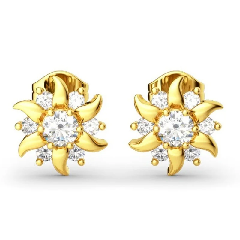 

New Fashion Luxury Atmosphere Sunflower Lady Birthday Gift Earrings Wedding Anniversary Jewelry Earrings Wholesale