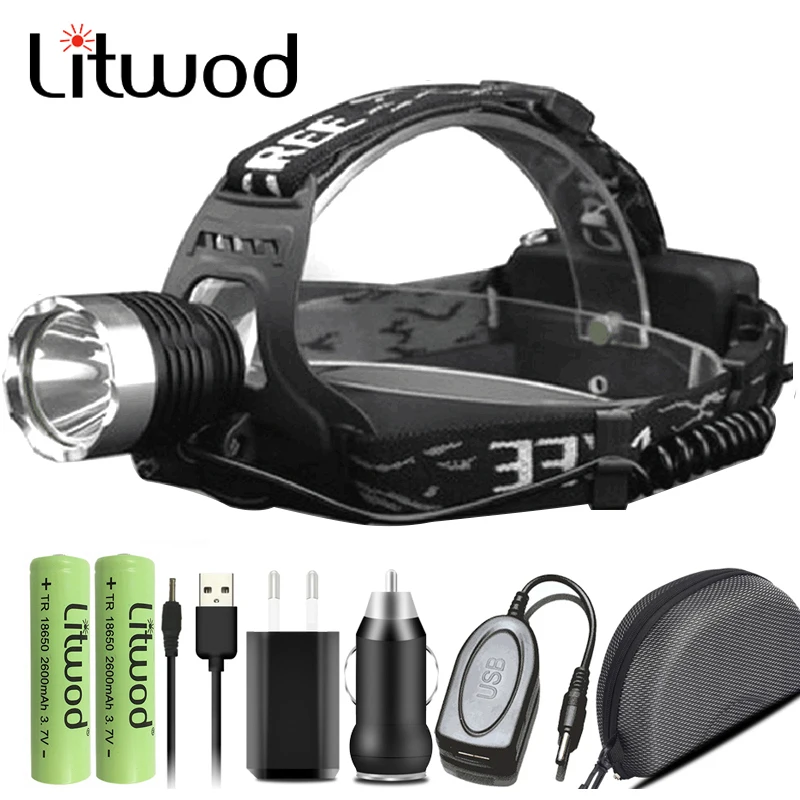 

XM-L T6 Fishing Light Head Lamp Headlamp Rechargeable Flashlight 3000lm Led Bulbs Litwod Camping Riding Climbing Lithium Ion 10W