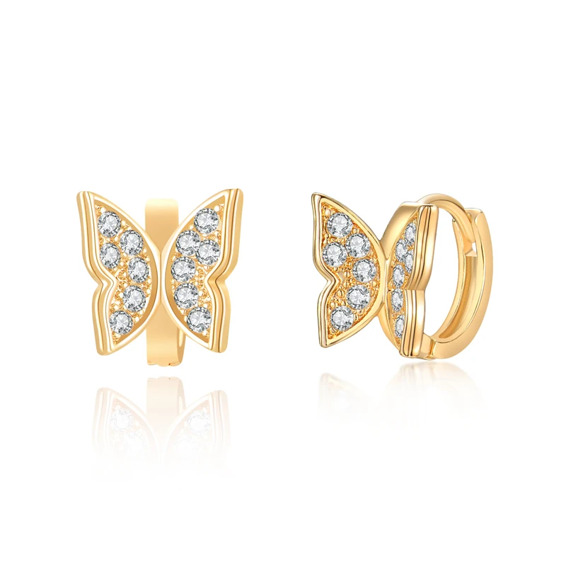 

ZSLBS Korean Butterfly Charm Earrings For Women Zirconia Crystal Hoop Huggies Earring Jewelry Pendientes Boucle Oreille Femme