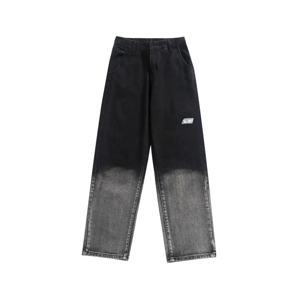 

2021 New Gradient Jeans Pants Spring Fashion Men Clothing Straight Casual Denim Trousers Streetwear Male Black/Blue S-5XL