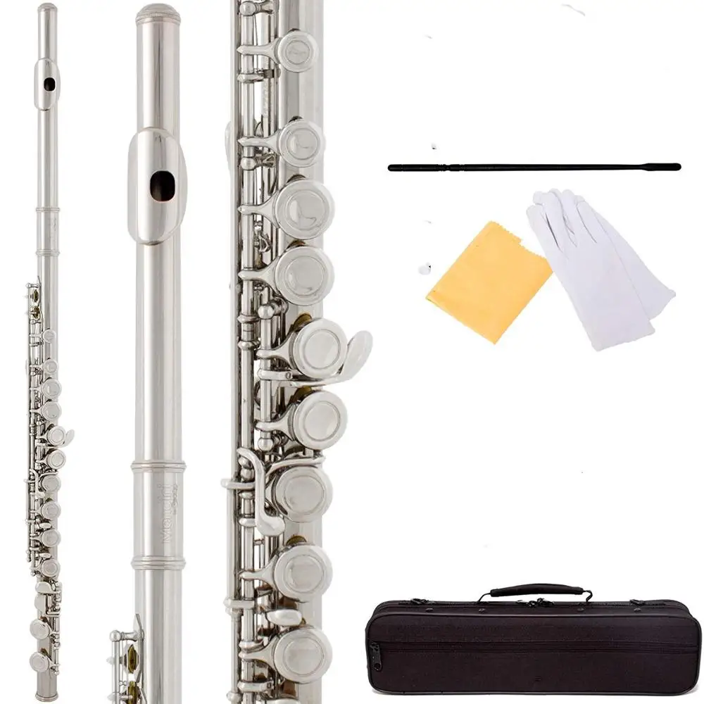 Западная концертная флейта из мельхиора покрытая серебром 16 отверстий C Ключ