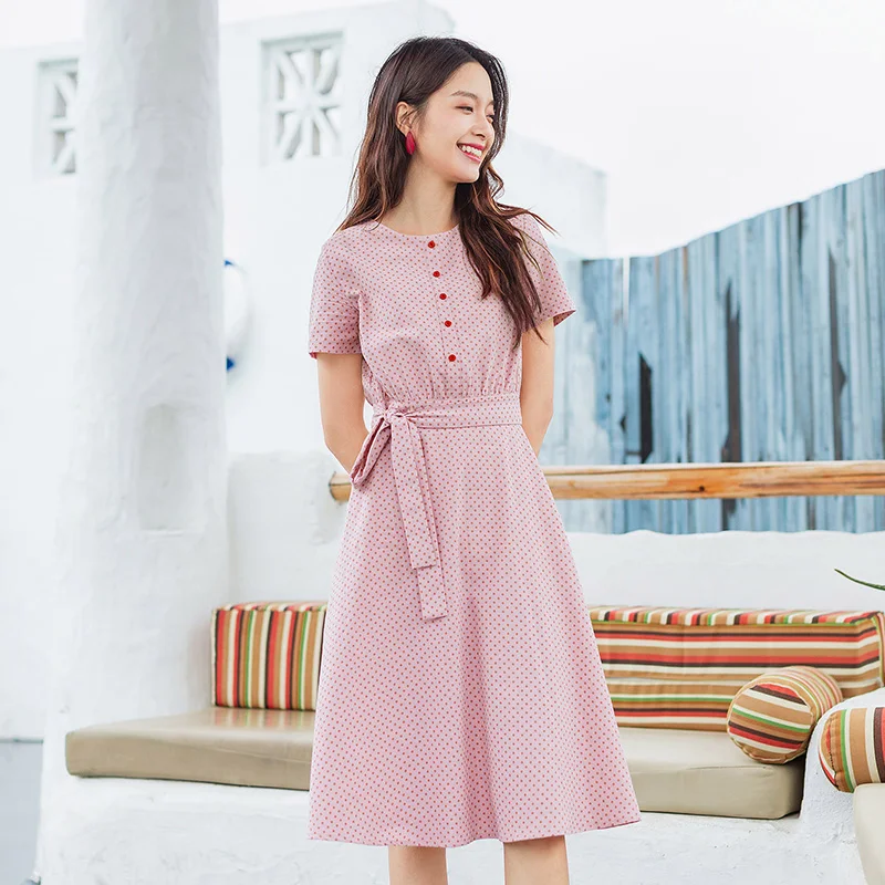 Винтажное платье в горошек с бантом и поясом на талии праздничное для лета Новое поступление возраст от 1
