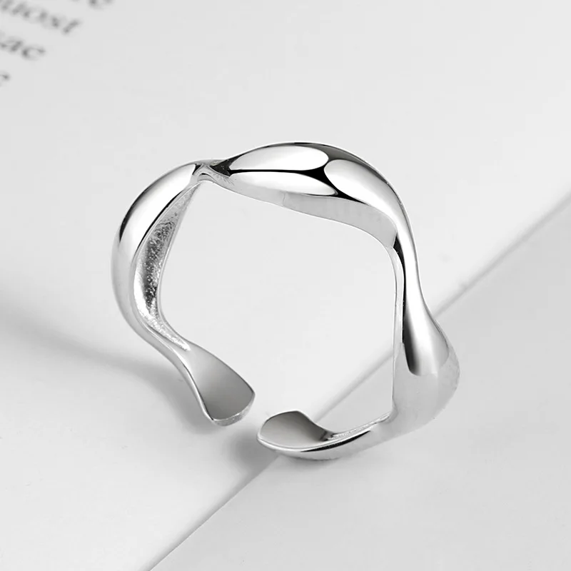 

Minimalist Jewelry Silver Color Geometric Rings for Women Adjustable Round Triangle Heartbeat Finger Ring bague femme