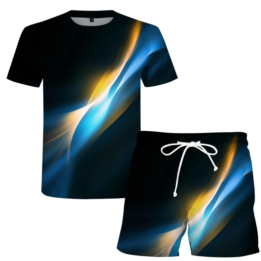 

European and American new hip hop sportswear lovers' summer T-shirt 2-piece sportswear Set + Gym Fitness Sports short sleeve + s