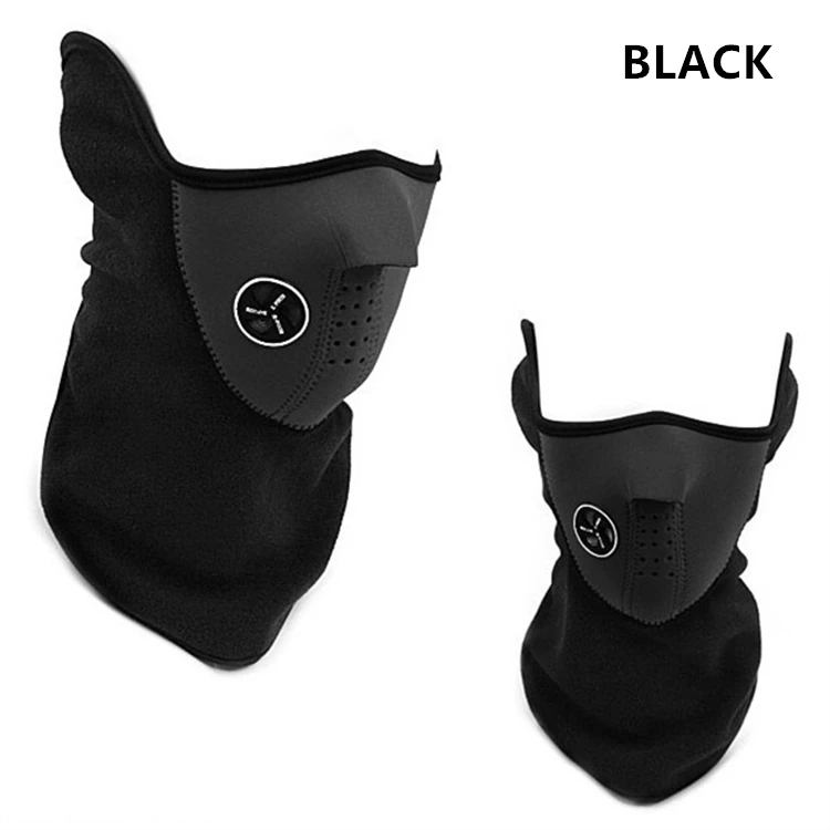 Black Лыжная маска для тренировок, Зимняя Маска для лица, полулицевая тактическая Балаклава для катания на лыжах, велоспорта, бега, рта, зимняя спортивная бандана для сноуборда - Цвет: Black