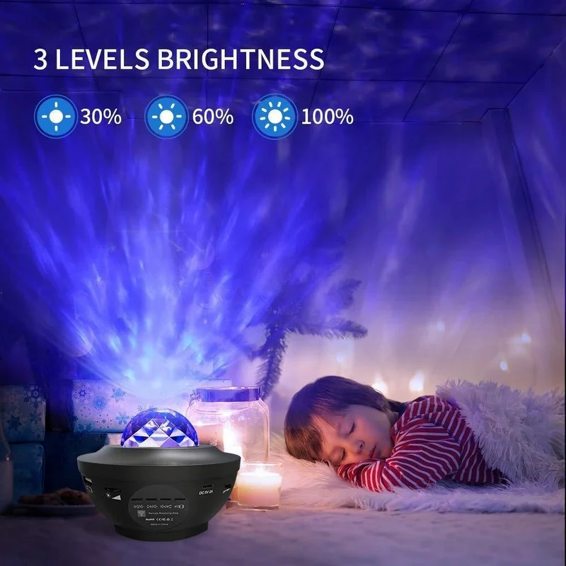 

Romantic Colorful Starry Sky Ocean Projector Night Light Remote Control Ocean Wave Projection Lamp with BT Music Speaker