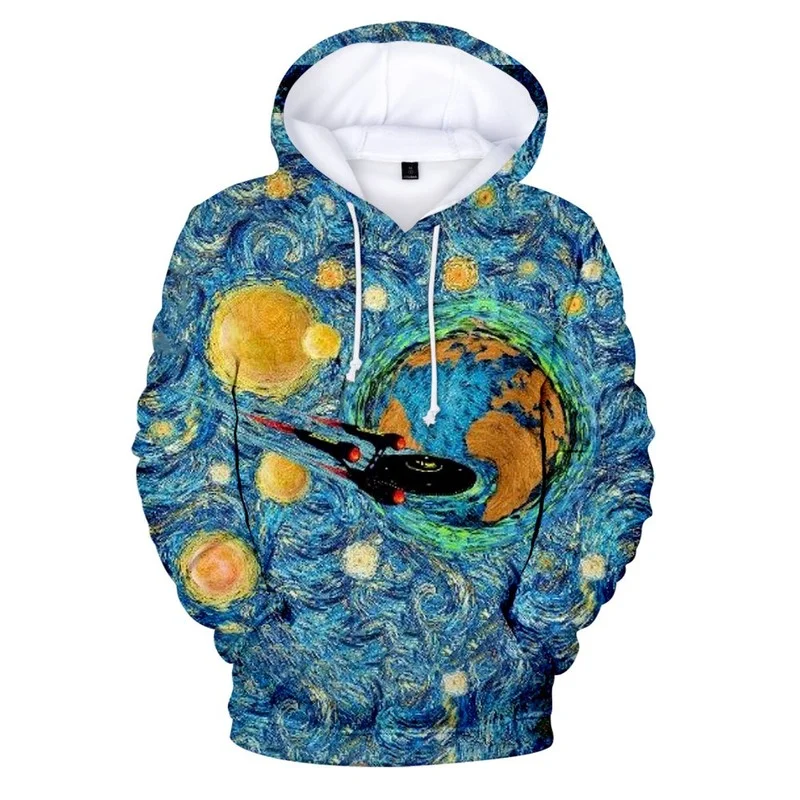 

New Hot Teenager Spring Autumn Hooded Sweater Starry Sky Picture 3D Cartoon Print Hoodie Christmas Aldult Men and Women Sweater