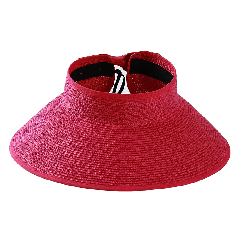 Шляпа Женская Солнцезащитная Складная Соломенная пляжная шапка однотонная с козырьком летняя|Женские