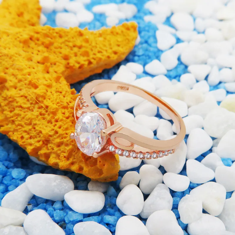 Обручальные кольца с голубым овальным фианитом для женщин ювелирные изделия