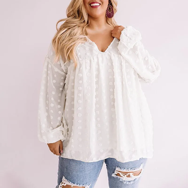 

4XL 5XL Plus Size Blouse Women 2021 Summer V Neck Long Sleeve Solid Casual Chiffon Blouse Loose Big Size Ladies Tunic Tops