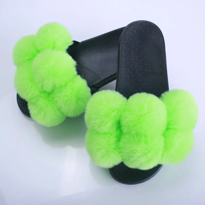 

Fur Slippers Women Furry Slides Summer Fluffy Slippers House Shoes Woman Fur Slides Home Wholesale Women's Fur Fox Slippers