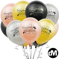 dm multicolored 100pcsbag metallic latex balloons congrats graduate print air balloon party school decoration 2021 new arrival