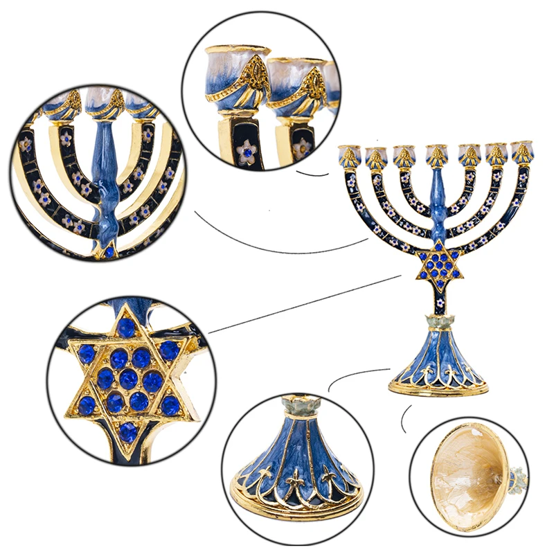 H& D 5 стилей Иудейская Менора Античная коллекция Hanukkah Menorah Статуэтка ручная роспись подсвечник держатель для дома вечерние украшения подарок