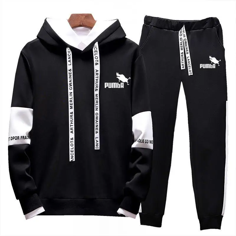 2019 hot brand clothing men's High quality cotton sweatshirt pullover casual hoodie two-piece mens autumn sportswear suit | Мужская