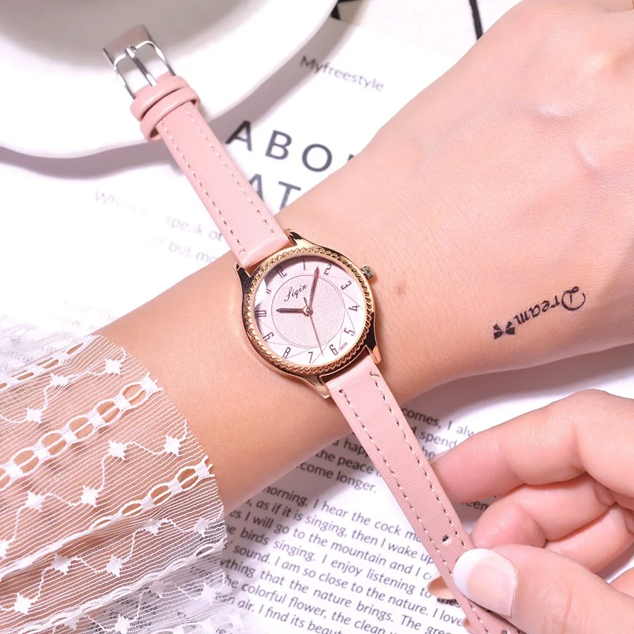 Часы наручные женские с кожаным ремешком модные повседневные Простые кварцевые