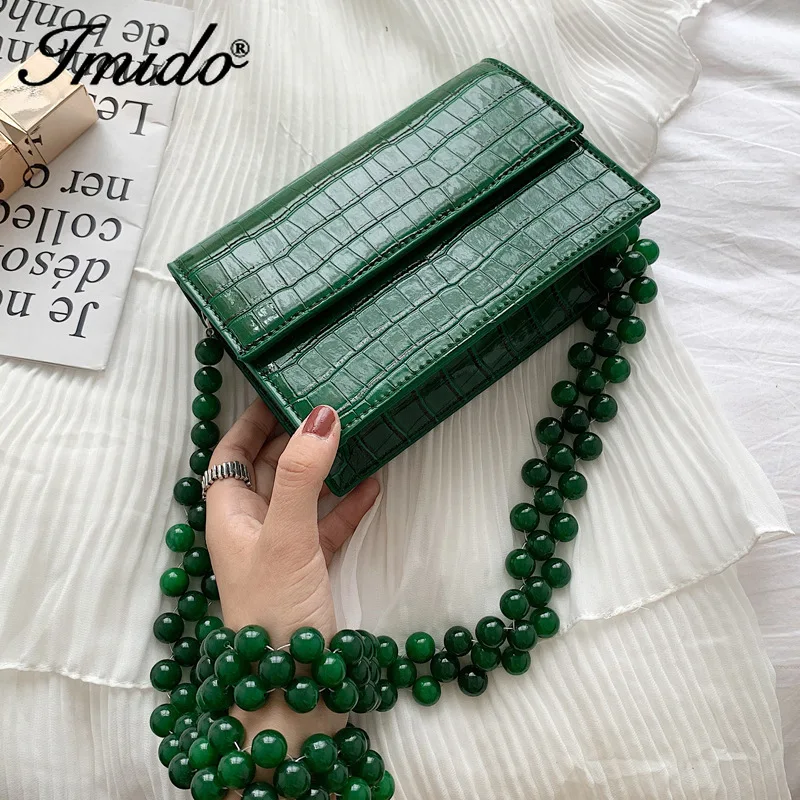 Женские сумки через плечо из искусственной кожи с бусинами и камнями маленькая