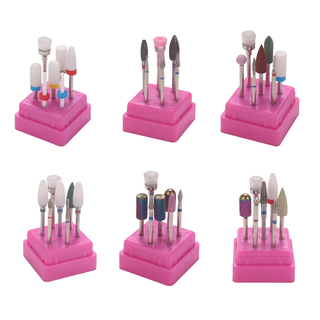 

Pack of 7 Ceramic Nail Drill Bits Cleaning Brush Polishing Buffing Bits Kit