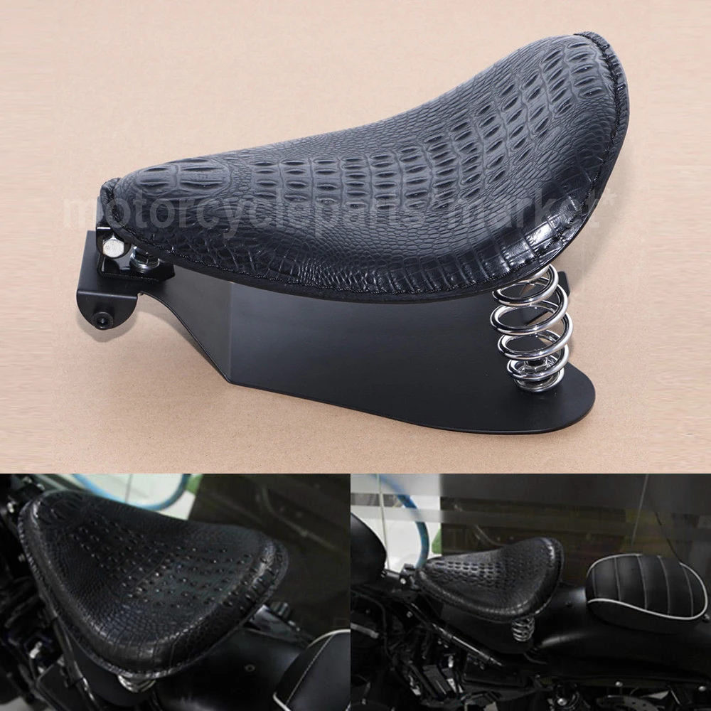 Мотоциклетное Ретро коричневое/черное сиденье из крокодиловой кожи Solo Base 3