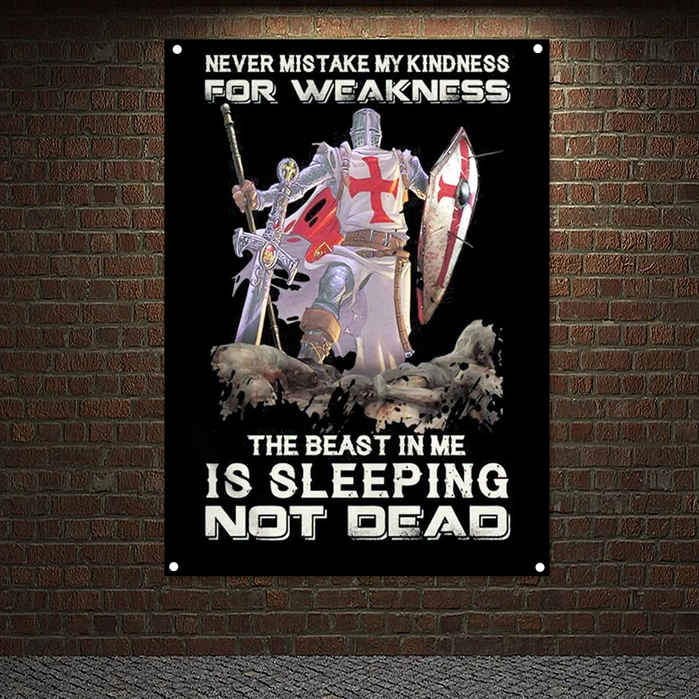 

Medieval Warrior Military Banners Flags Wall Art Vintage Knights Templar Armor Posters Canvas Painting Wall Hanging Home Decor 6