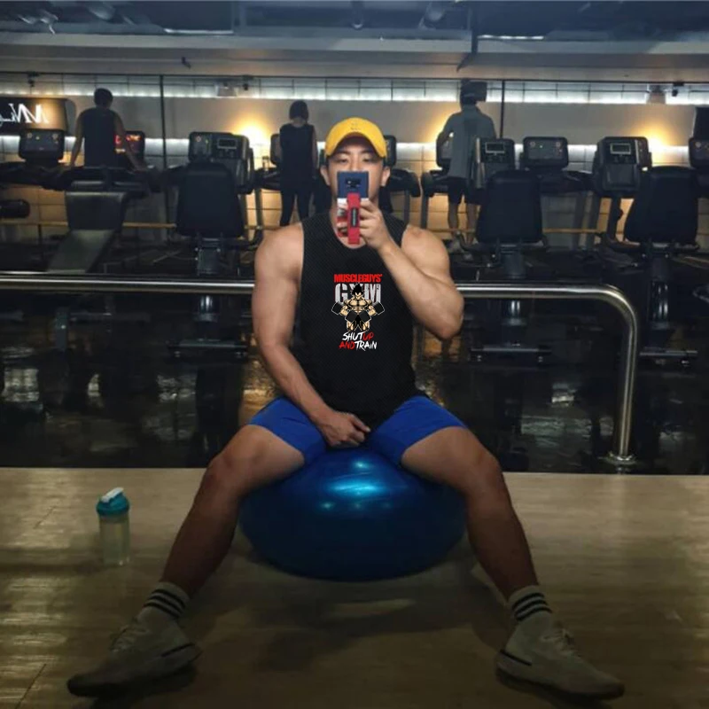 Майка мужская сетчатая тренировочная Повседневная модная спортивная одежда