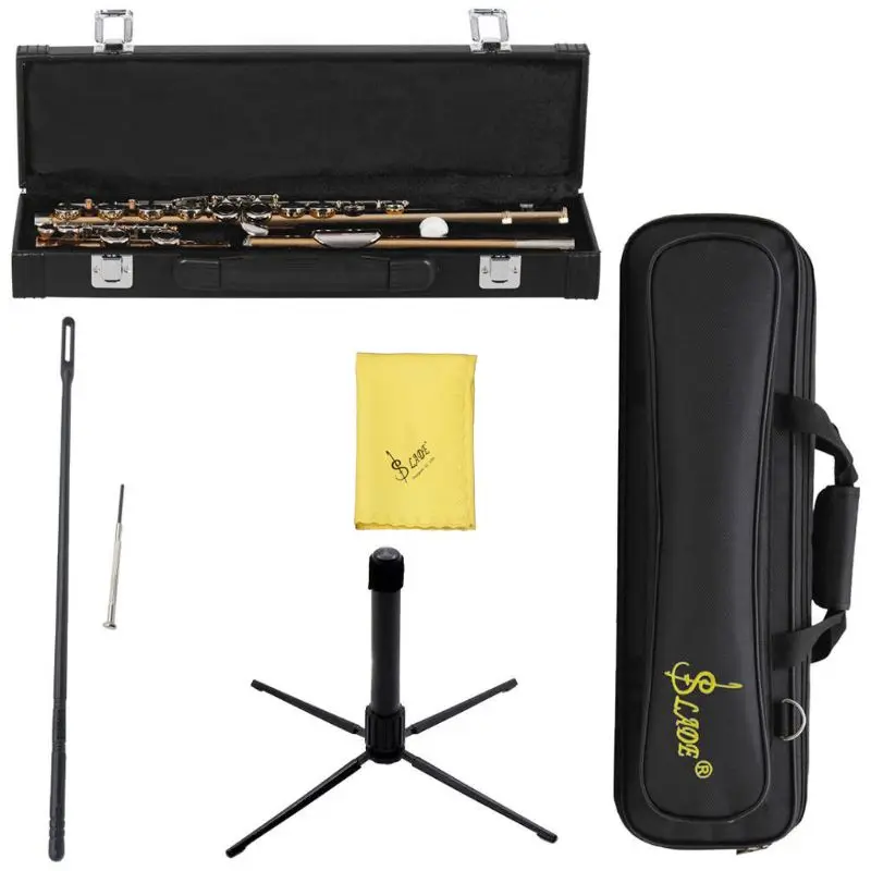

Gold 16 Holes C Key Flute Cupronickel Body Silver Keys with Storage Bag Cleaning Cloth