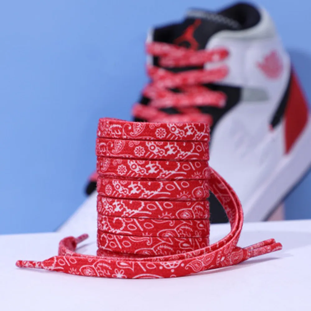 Cashew Flowers Shoelaces 120/140/160 Cm Women Men Red Black Blue Hand-painted Sports Casual Shoes Laces