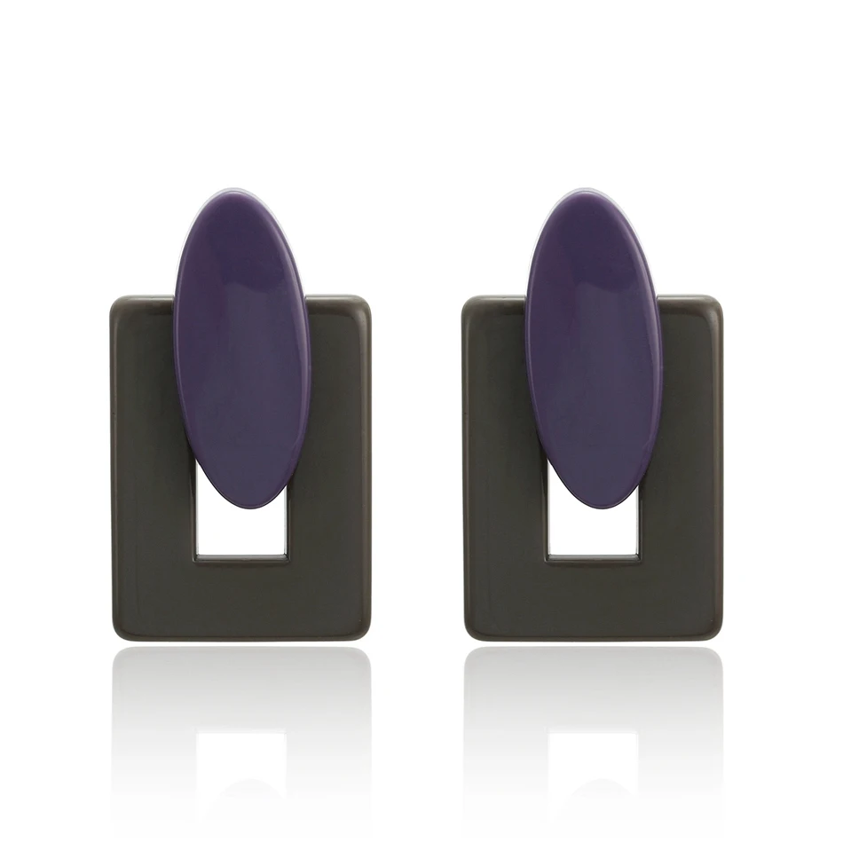Purple Black Женские большие массивные геометрические серьги для женщин, большие акриловые корейские висячие серьги с подвеской, Женские Ювелирные изделия SP693 - Окраска металла: Purple Black