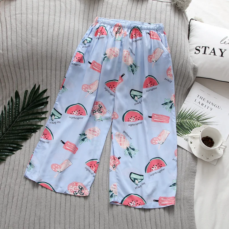 

Newest Summer Ladies Cotton Cropped Pants Home Wear Multi Colors Loose Style Sleep Wear Pants for Women Lounge Shorts
