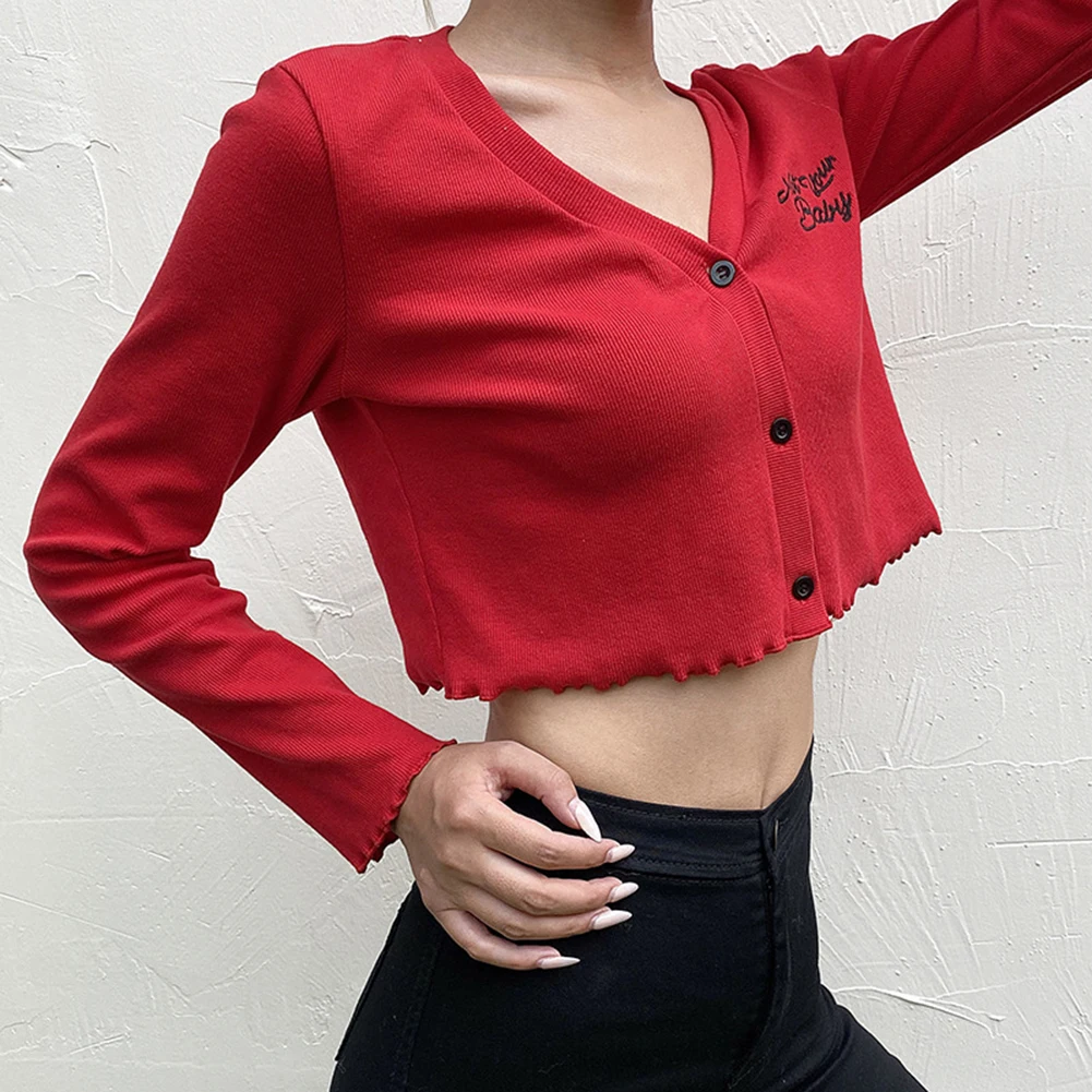 Женский трикотажный кардиган на пуговицах спереди с длинным рукавом |