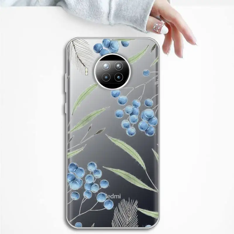 

Watercolor plants with flowers Phone Case Transparent Clear for Xiaomi Redmi note 10 t 8 9 pro lite 11