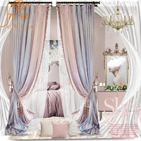 high end french light luxury princess wind velvet stitching blackout curtains for living room and bedroom customized products