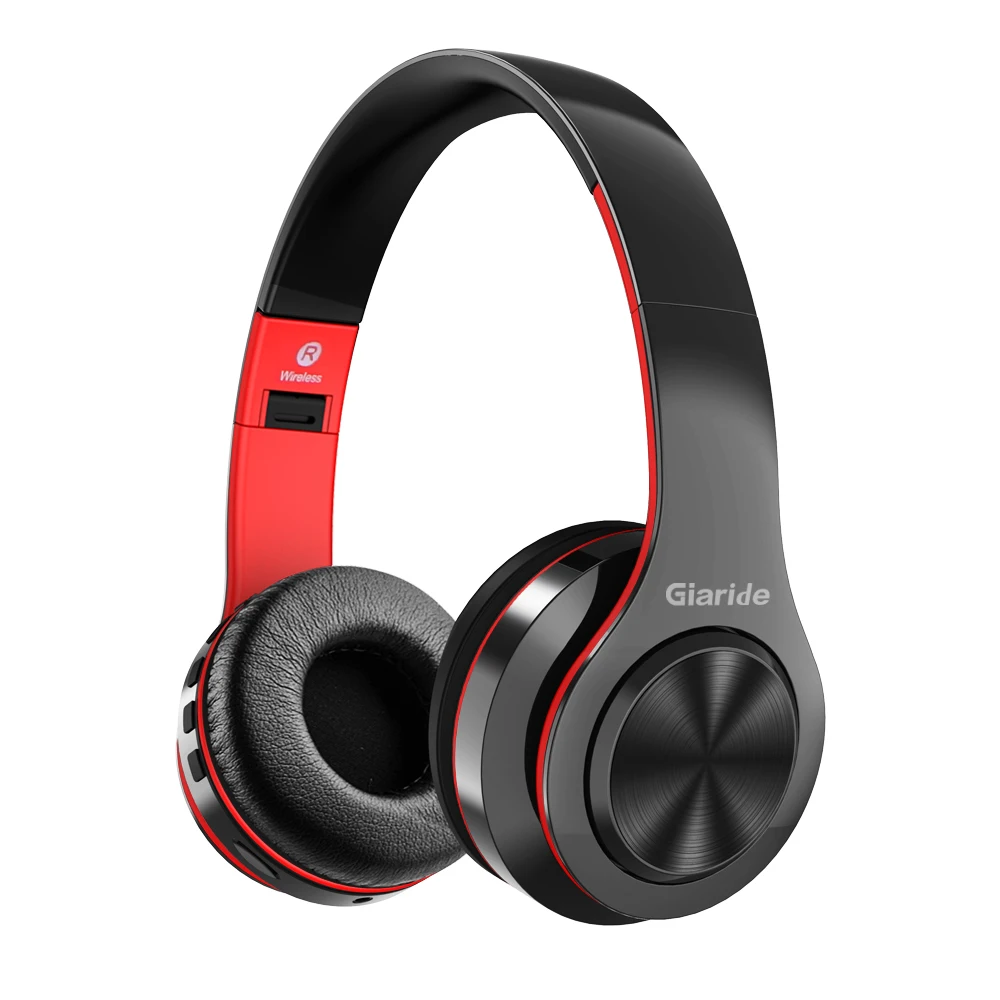 Красный Bluetooth наушники, наушники с шумоподавлением, стерео Беспроводная гарнитура с TF картой, Aux line, мягкие наушники - Цвет: Красный