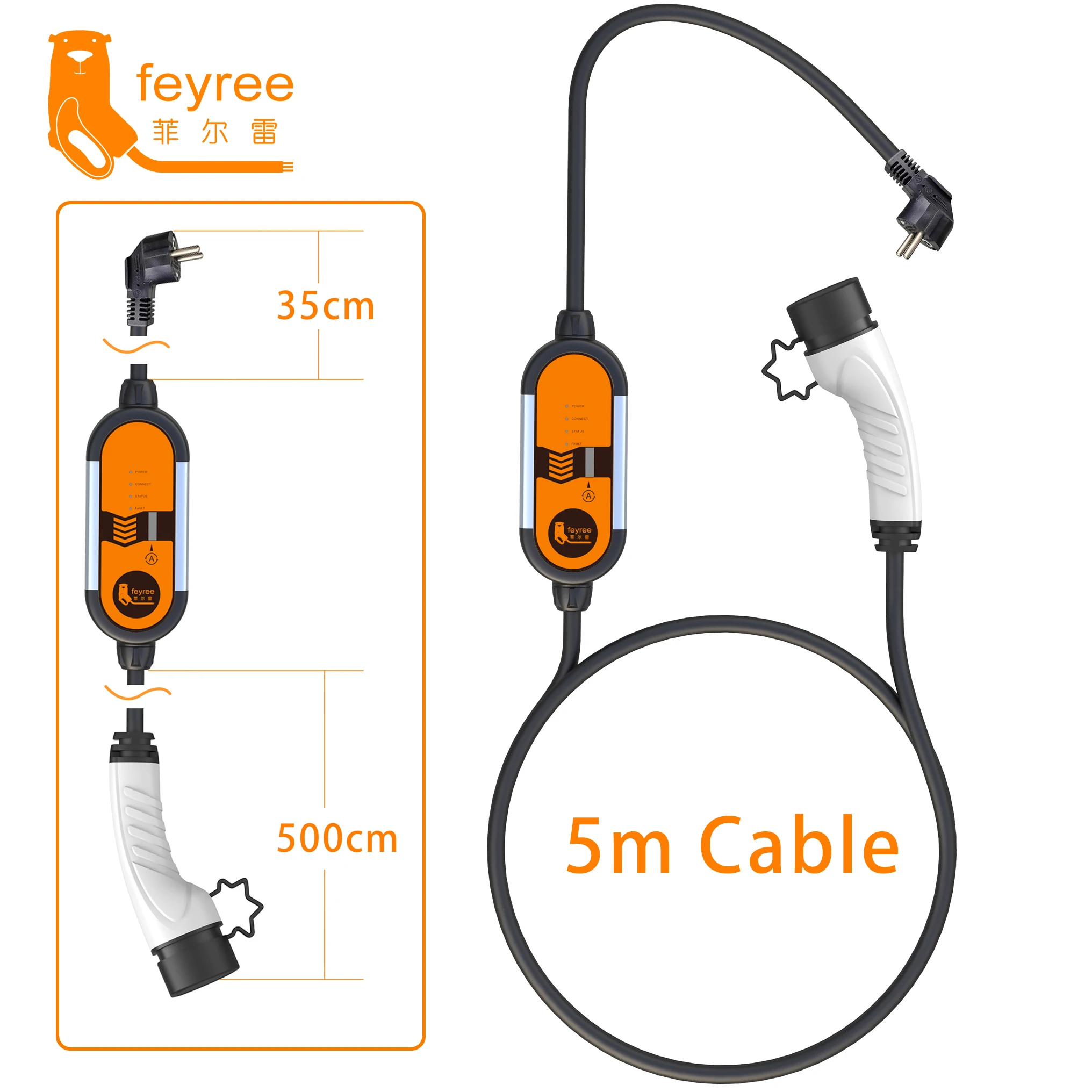 feyree portable ev charger wallbox 16a type1 j1772 charging cable type2 cord iec62196 schuko plug electric car charging station free global shipping