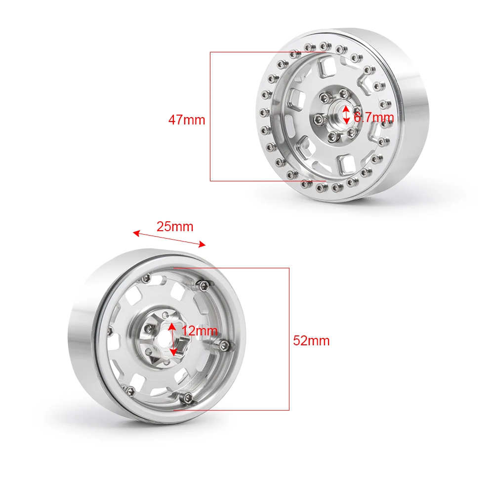 

YEAHRUN Metal 2.2 Beadlock Wheel Rim Hub for 1/10 RC Crawler Axial Wraith 90018 Remote Control Car Wheels Parts